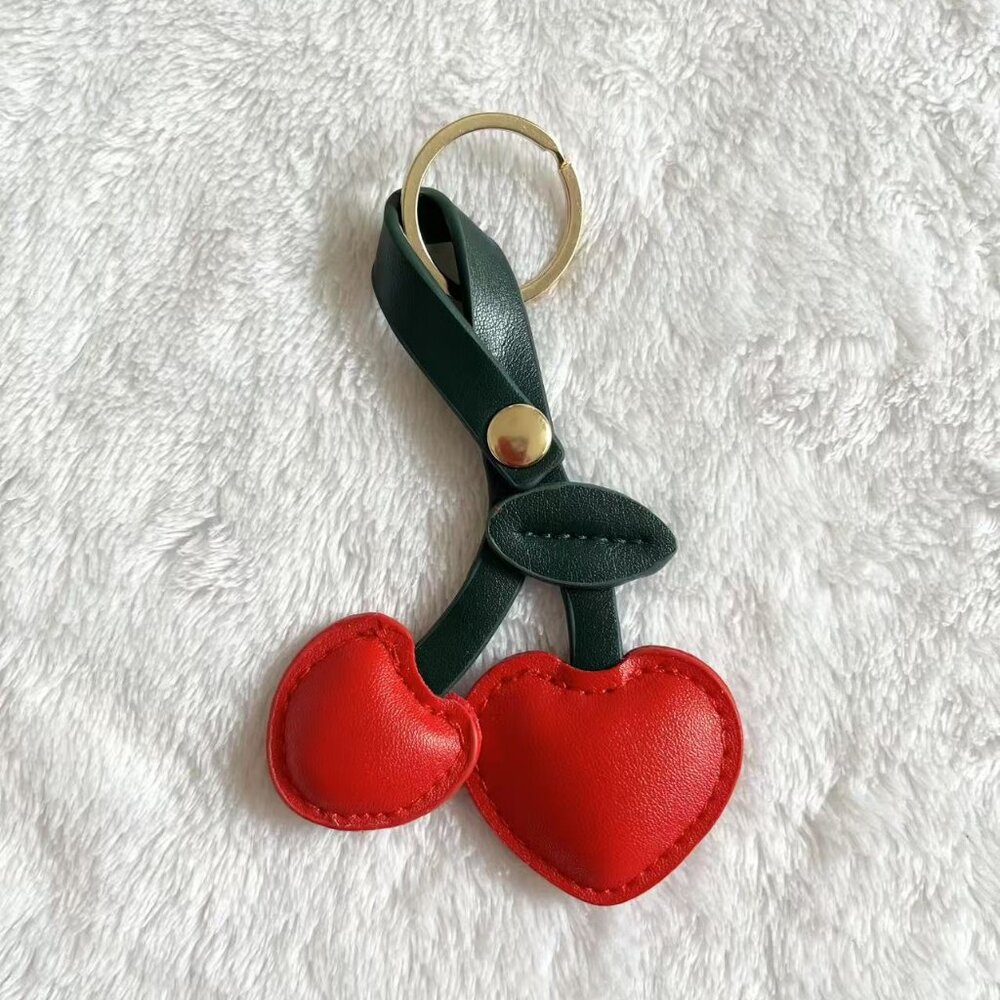 Cherry Bag Charm And Keychain Charm Cute Snap On Cherry Heart Charm Purse Handba